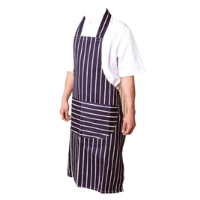 Butchers Stripe Bib Apron Blue & White + Pocket 