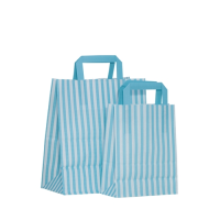 Candy Striped Bag Aqua 10x5.5x12"