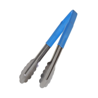 Anti Microbial Utility Tongs Blue Handle 23cm