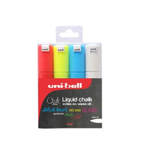 Uni Chalk Markers Chisel Tip Assorted (4 per pack)