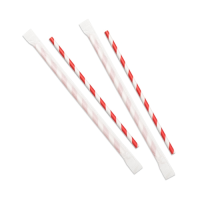 Ind Wrapped Paper Straw Red Stripe 200mmx6mm Bore