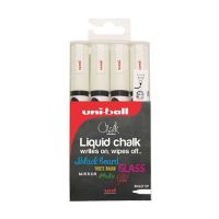 Uni Chalk Marker Medium Tip Pen White (4 per Pack)
