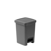 Rattan Effect Bathroom Pedal Bin Charcoal 6L