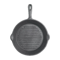Deluxe Cast Iron Grill Pan Round Ribbed 24cm