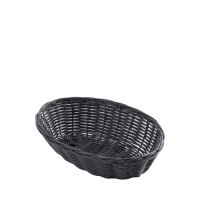 Tortilla Oval Polywicker Basket 9"x6"x2.5" Black