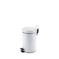 Round White Metal Pedal Bin 3L