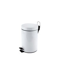 Round White Metal Pedal Bin 5L