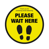 Please Wait Here Yellow Floor Sign 400mm