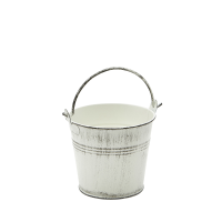 Galvanised Serving Bucket 10cm Dia Whitewash 