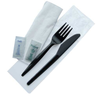 Plastic 5 in 1 Cutlery Meal Pack Black