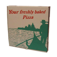 14" Corrugated Gondola Design Brown Pizza Box