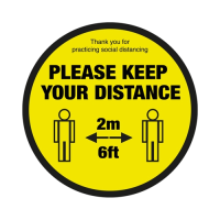 Please Keep Your Distance Floor Sign 400mm