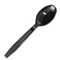 Plastic Dessert Spoon Heavy Weight Black 15.5cm