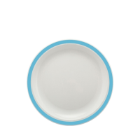 Large Duo Plate with Summer Blue Rim 23cm