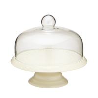 Ceramic Cake Stand with Glass Dome 29cm