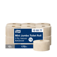 Tork Natural 2 Ply Mini Jumbo Toilet Roll  Adv