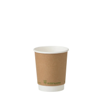 8oz Double Wall Kraft Coffee Cup PLA Lined 