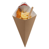 Large Kraft Chip Cone With Corner Dip Pot