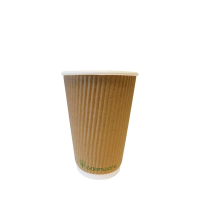 16oz Ripple Kraft Coffee Cup PLA Lined