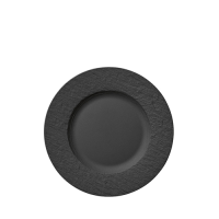 Rock Black Shale Rimmed Flat Plate 22cm 