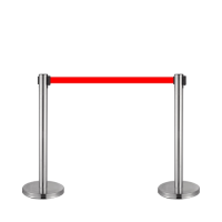 Barrier Post Chrome With 2 Meter Red Belt