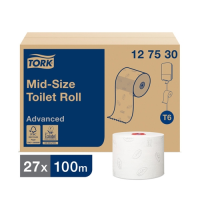 Tork 2  Ply Mid Size Toilet Roll Adv.100m