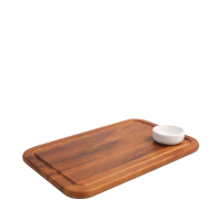 Med Serving Board With Groove & Recess In Acacia