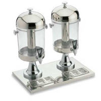 S/S Double Juice Dispenser With Ice Chamber 2x8L