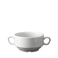 Plain White Consomme Bowl With Handles 14.1oz 40cl