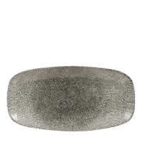 Raku Quartz Black Oblong Chefs Plate 29.8 x 15.3cm