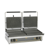 Roller Grill Double Panini Grill Ribbed T&B