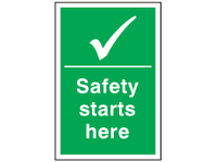 Safety starts here symbol and text sign
