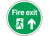 Fire exit symbol and text floor graphic marker.