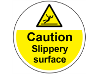 Caution slippery surface symbol and text floor graphic marker.