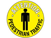Attention pedestrian traffic floor marker