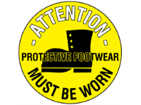 Attention protective footwear must be worn floor marker