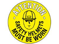 Attention safety helmets must be worn floor marker