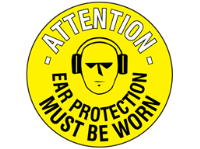 Attention ear protection must be worn floor marker