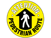 Attention pedestrian route floor marker