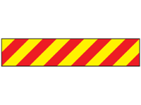 Heavy duty barrier tape, red and yellow chevron.