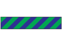 Laminated warning tape, green and blue chevron.