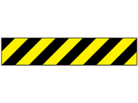 Laminated warning tape, black and yellow chevron.