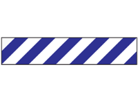 Laminated warning tape, blue and white chevron.