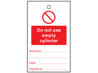 Do not use empty cylinder tag.