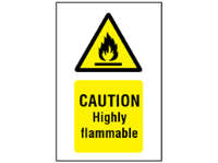 Caution highly flammable symbol and text safety sign.