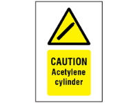 Caution acetylene cylinder symbol and text safety sign.