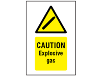 Caution explosive gas symbol and text safety sign.