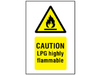 Caution LPG highly flammable symbol and text safety sign.