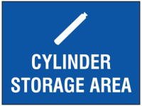 Cylinder storage area symbol and text sign.
