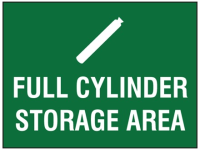 Full cylinder storage area symbol and text sign.